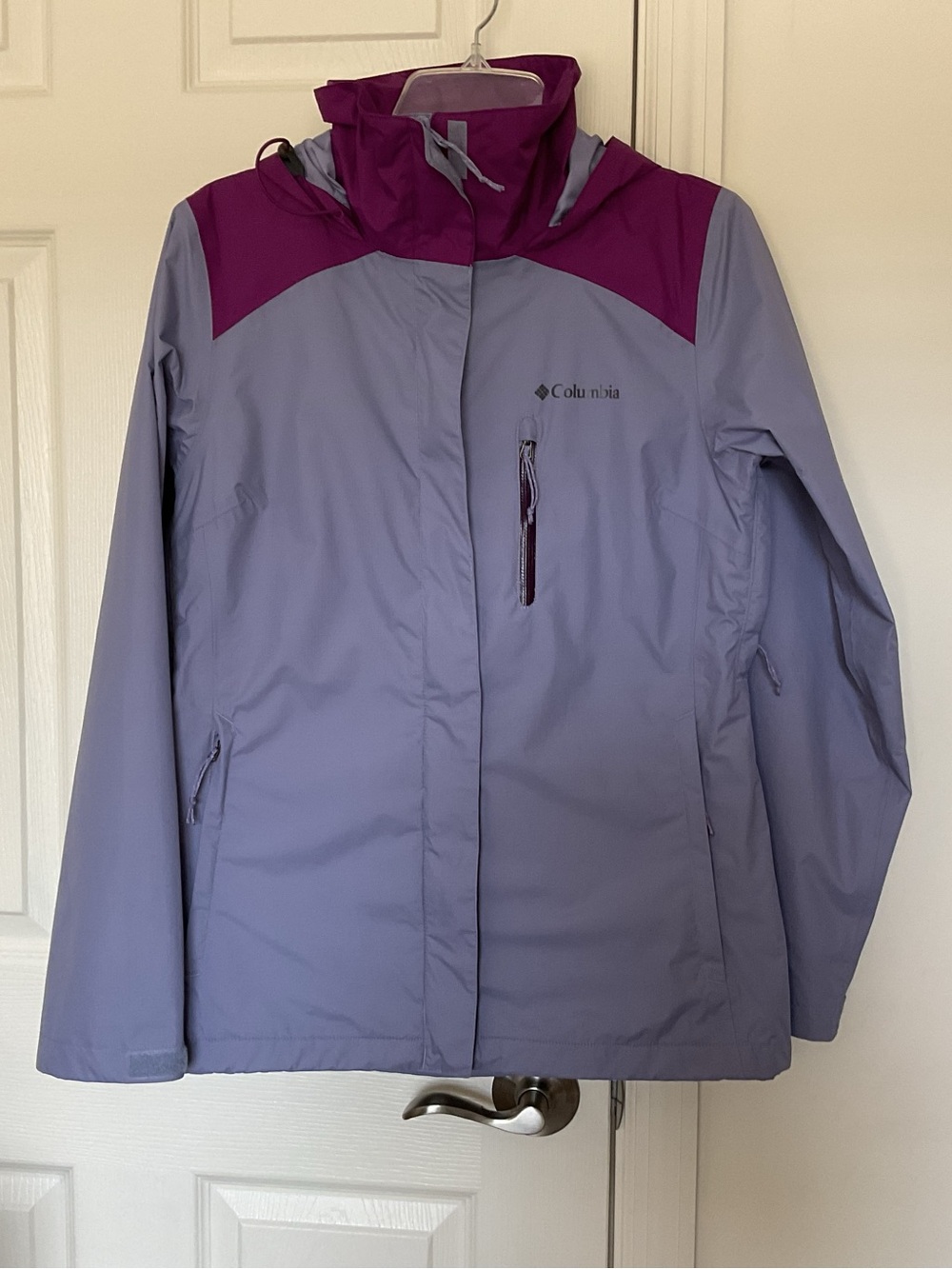 Columbia Jacket Packable Women’s Full Zip Hooded Wind Rain Outdoor Purple Small